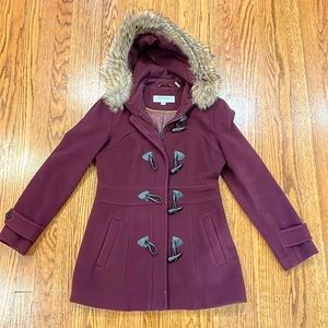 Mark New York maroon wool pea coat